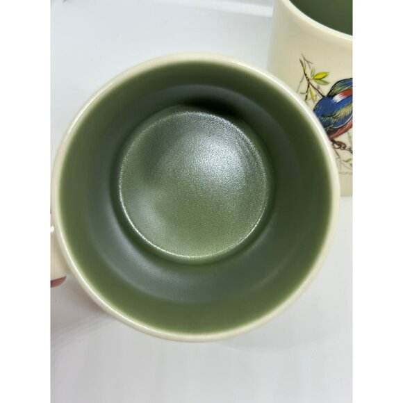 VTG Bird Coffee Mug Set of 3 Goldfinch, Cardinal Chickadee, Cream & Green, 4.75" - Picture 6 of 11
